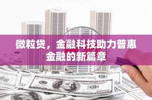 鼎湖微粒贷，金融科技助力普惠金融的新篇章